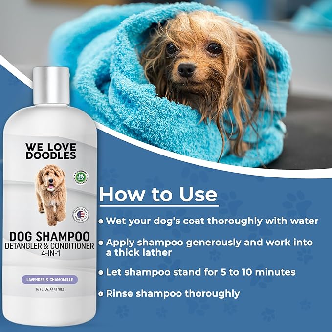 We Love Doodles Dog Shampoo & Dog Detangler Spray Pack - Pet Shampoo & Conditioner for Dogs, Doodle Detangler Spray, Cleans & Moisturizes, Reduces Tangles & Mats, Lavender, Total 32 oz