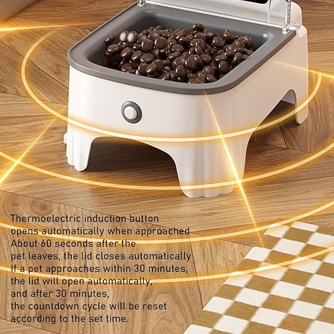 Automatic Cat Feeder - Programmable Timed Pet Dispenser, Sensor Activated Dry Food Bowl with Portion Control System, Sturdy Sealed Storage Container, Ideal for Small Dog Indoor Feeding