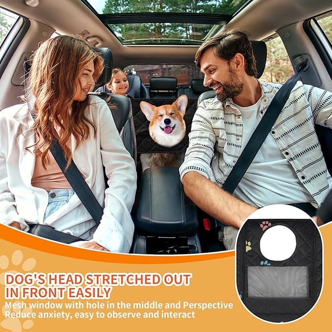 Dog Car Seat Cover for Back Seat 100% Waterproof Durable 600D 6-Layer Scratchproof Nonslip Pet with Mesh Window for Dog Hammock for Car Trucks and SUV