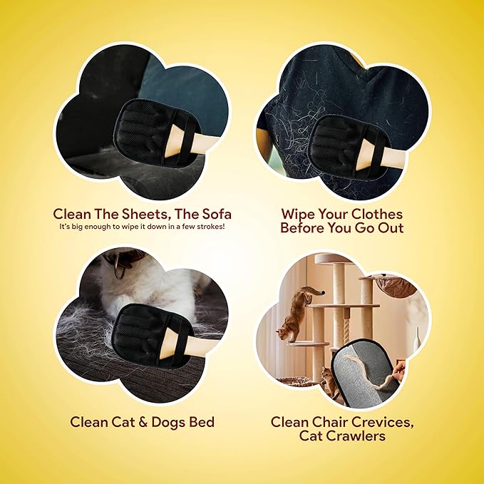Pet Hair Removal Glove for Cats & Dogs – Upgraded Five-Finger Electrostatic Pet Hair Gloves, Reusable Magic Brush Pet Hair Remover Tool for Clothing, Laundry, Couch, Carpet & Car Seat