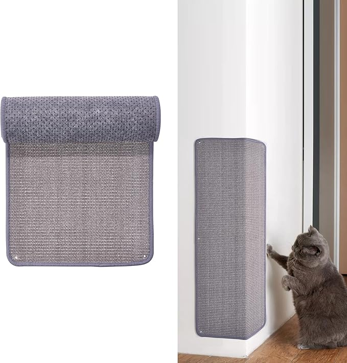 Natural Sisal Cat Scratcher Mat, Wall Scratcher Carpet, Cat Climbing Wall, Large Tall Scratching Post, Sofa Protector, Scratching Mat Pad for Indoor Cats (Gray, 78.7" Lx15.7 W, 1PC)