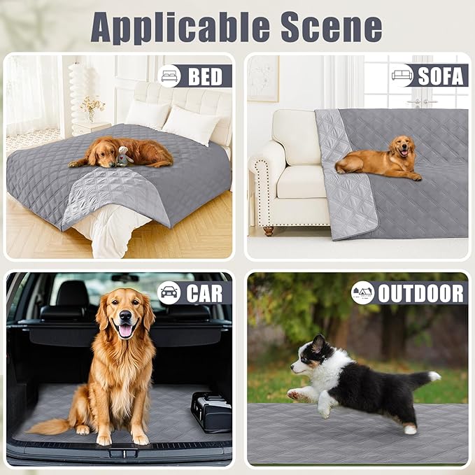 Smiry Waterproof Dog Bed Cover Blanket 82x82, Soft Reversible Pet Blanket, Washable Leakproof Cats Dogs Couch Cover for Sofa, Couch, Furniture, Lattice, Grey/Light Grey