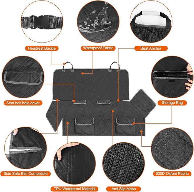 Dog Car Seat Cover Compatible with Subaru Crosstrek 2013-2025, Waterproof Pet Bench Seat Cover for Back Seat, 600D Heavy Duty Scratch Proof Nonslip Truck Seat Covers for Dogs