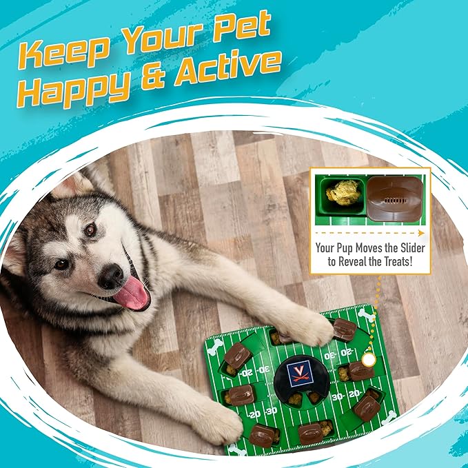 NCAA Puzzle Toy Slow Feeder, Puzzle Treat Dog Toy, Interactive Dog Treat Toy, Dog Puzzle Feeding Slow Toy (Virginia Cavaliers)