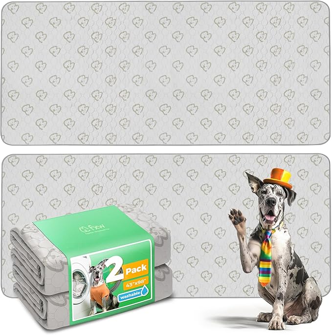 FXW Washable Pee Pads for Dogs, Puppy Pads with Super Absorbent, Specifically Designed for FXW Rollick/Homeplus 32/40/45inch 8 Panels Dog Playpen, 43" x 98" Rectangle, Khaki, 2 Packs