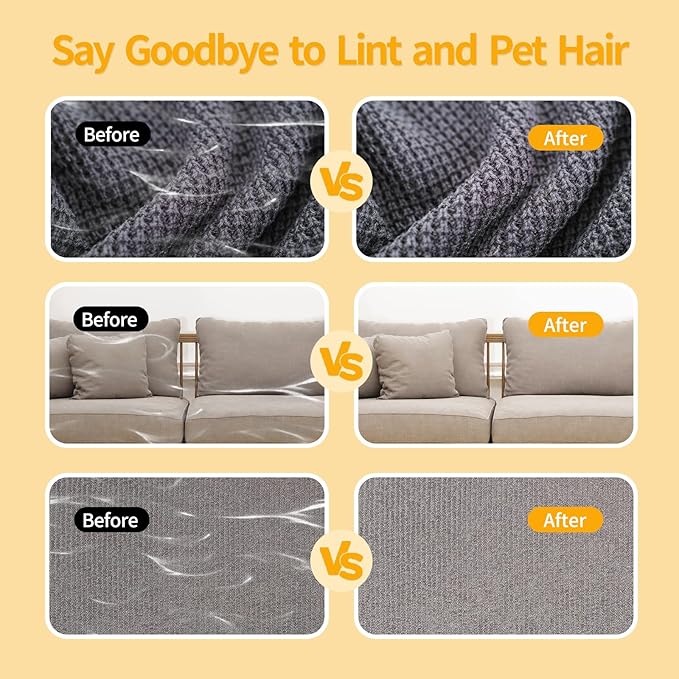 Pet Hair Removal Glove - Reusable Magic Brush Glove for Dog & Cat Hair Removal on Furniture, Car Seats, Clothes & Bedding (Black)