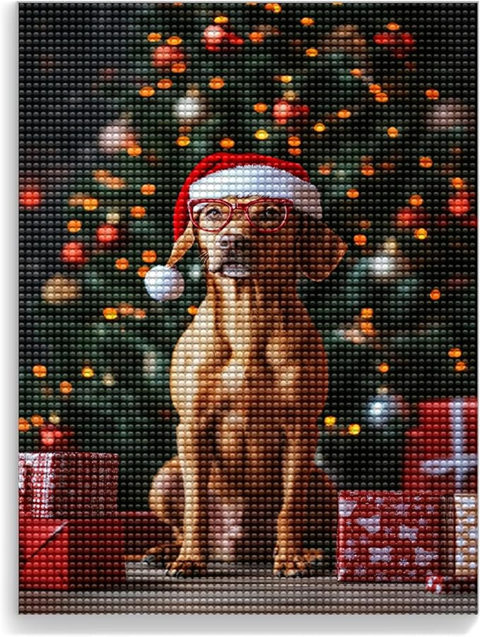 Calm Dog Art Kits for Adults, Christmas 5d DIY Diamond Painting by Numbers Kit for Adults, Full Drill Diamond for Gift Wall Decor Gem Arts 18 * 25Inch