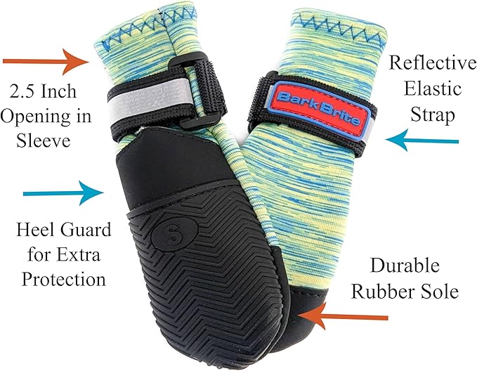 All Weather Neoprene Paw Protector Dog Boots with Reflective Straps in 5 Sizes! (Turquoise Small)