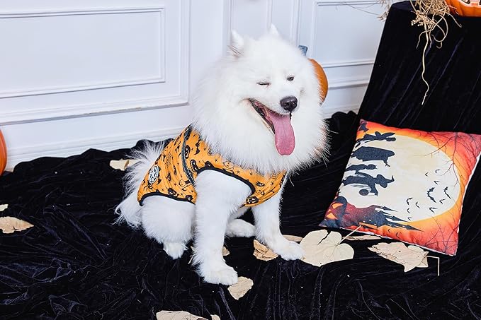 Aiboria Dog Jackets Windproof Outfit Coat Dog Vest Harness Puppy Warm Jacket Halloween Orange XL