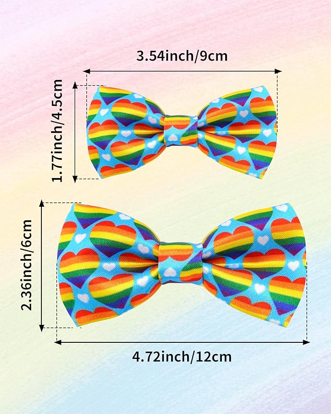 PET SHOW 10 Pack Pride Month Small Dog Bow Ties Sliding Collar Attachments Puppy Cats Rainbow Bowties for Medium Dogs LGBT Bowknots Party Holiday Pet Grooming Accessories(Small)
