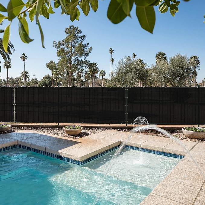 E&K Sunrise 4' x 12' Privacy Fence Screen with Grommets, Outdoor Windscreen Fence Covering Privacy Screen UV Blockage for Backyard Garden Patio, Zip Ties Included (Black)
