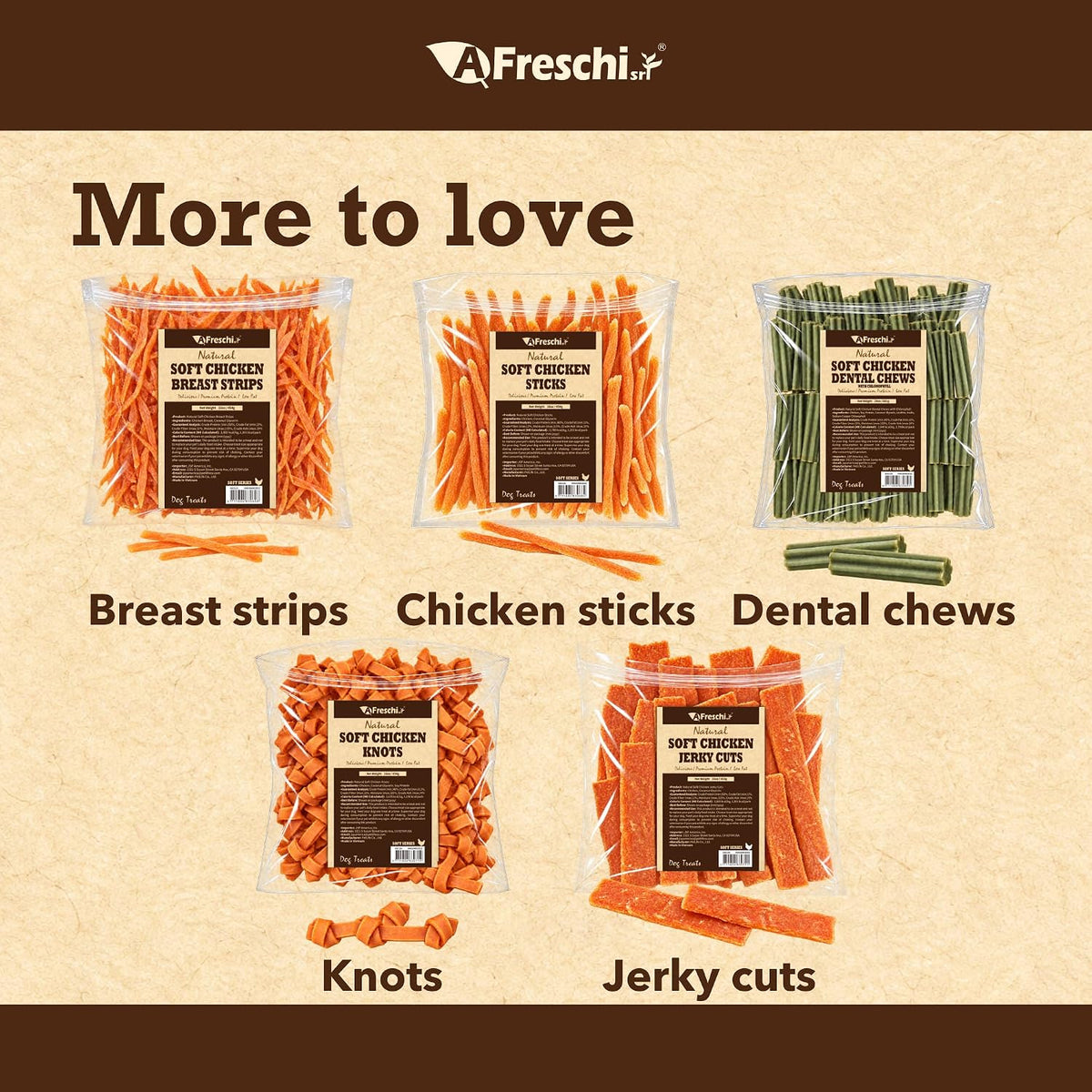 A Freschi srl® Soft Chicken Dog Treats, Chicken Breast Strips, 16 oz