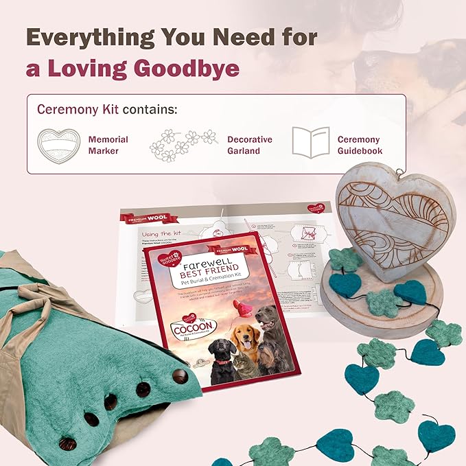 Cocoon® - Eco-Friendly Pet Burial & Cremation Ceremony Kit (Premium Wool) - Casket for Dogs and Cats (Choose Size & Color) (XL, Aqua)
