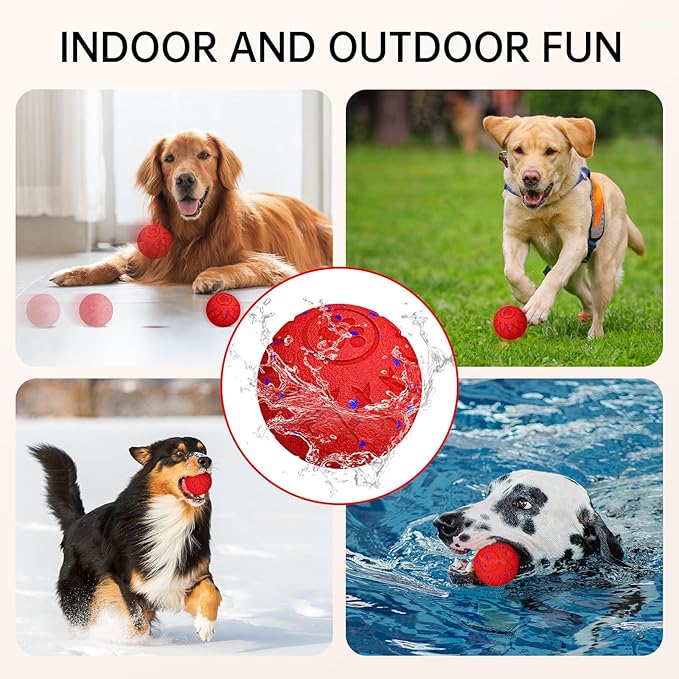 Interactive Dog Toys Dog Ball, Durable Motion Pet Toys for/Small/Medium/Large Dogs, Birthday Gifts, Automatic Moving, Bouncing and Rotating, E-TPU Material, IP54 Waterproof (Red)