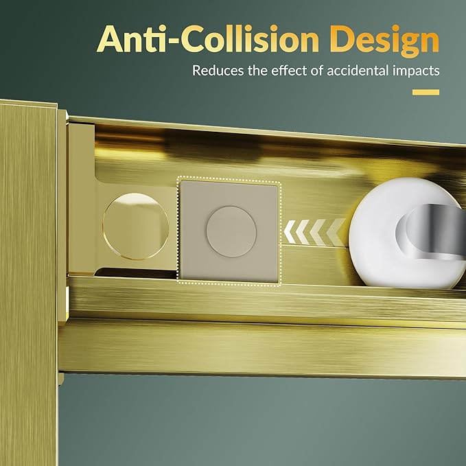 ELEGANT Corner Shower Door 36 in.D x 36 in. W x 72 in. H, Double Sliding Shower Door, Framed Corner Shower Enclosure with 1/4" Tempered Glass, Brushed Gold