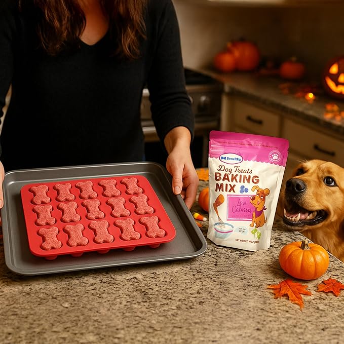 BoneItUp Dog Treats Mixes for Baking – Low Calorie Dog Treat Baking Mix with Nutrient-Rich Ingredients – Easy to Bake Puppy Cake Mix – 10 oz Pack for All Age Groups
