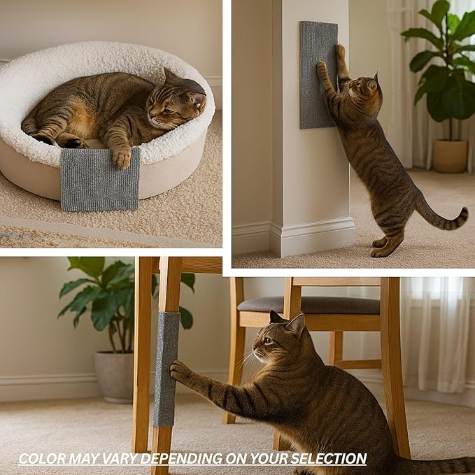 Cat Scratch Mat (3 Pack), 23.6’’ x 11.8’’ Cat Wall Corner Scratcher, Versatile Self-Adhesive Replacement Easy Use for Cat Trees Wall Furniture, Scratching Posts, and Couch Protection (Blue)