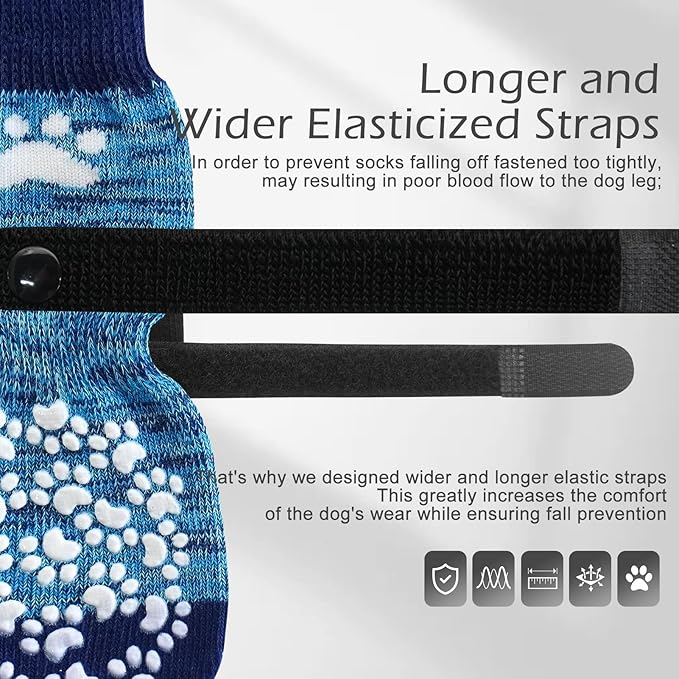 EXPAWLORER 6PCS Anti-Slip Dog Socks to Prevent Licking Paws,Dog Shoes for Hot Pavement,Best Paw Protector Traction Control on Hardwood Floor,Dog Booties for Puppy Small Medium Large Senior Dogs