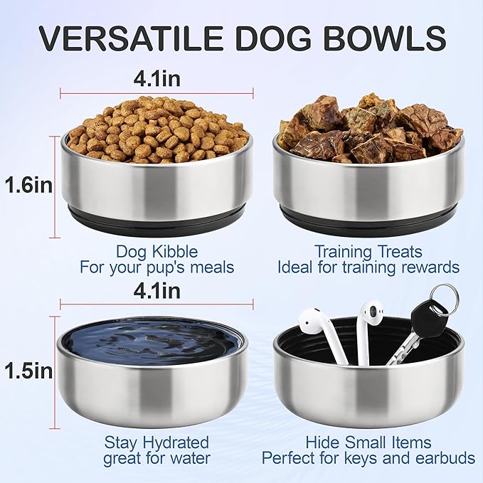 Insulated Dog Travel Water Bottle with Detachable Bowls, 3 in 1 Portable Dog Water Bottle Dispenser, Dog Accessories for Walking, Hiking, Camping, Outdoor (Black, 32 Oz)