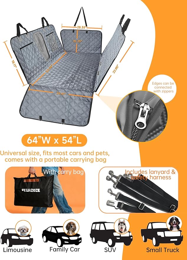 Dog Covers for Cars Back Seat, Back Seat Extender for Dogs with Hard-Bottom, 2025 Upgraded 1680D Material, Anti-Scratch & Anti-Slip, Holds 400 lbs, Universal Fit for Car, SUV, Truck