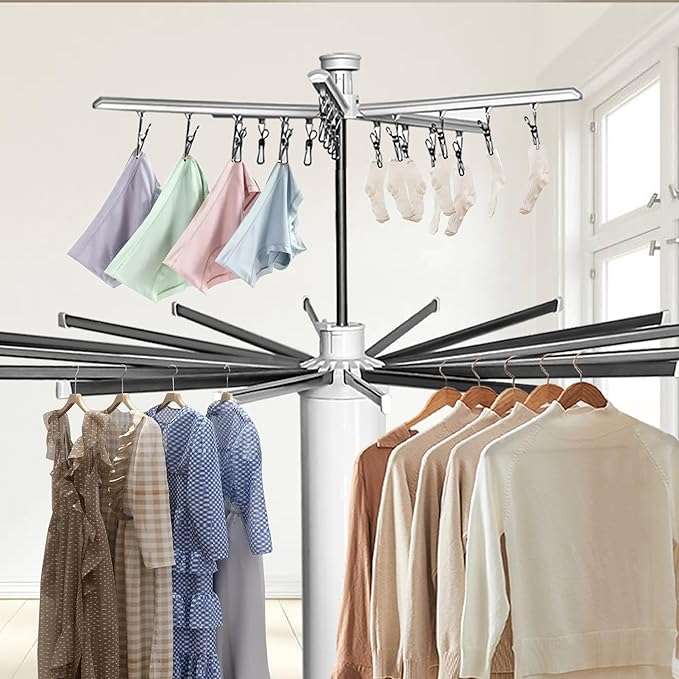 4-Legged Foldable Clothes Drying Rack with Wheels, Portable Large Capacity Space Saving Foldable Drying Rack for Indoor Outdoor Home Use, Ideal for Laundry Room Balcony Apartment