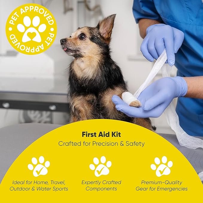 Dog First Aid Kit – Vet Approved, Essential Items Pet Emergency Kit Accessories for Car, Travel, Hunting, Hiking & Camping Gear with Mini Pouch for Home, Office & Outdoor Adventures