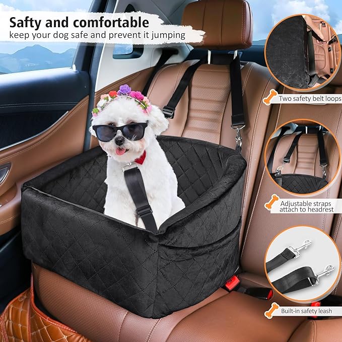 Dog Car Booster Seat for Small & Medium Dogs – Washable, Safe & Comfortable (Under 30 lbs)