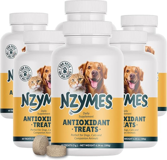 Nzymes® Antioxidant Treats - for Dogs Joints, HIPS, Paralysis, Skin, Coat, Hair Loss, Aging, Digestion, Neurological, Seizures - 360 Treats - Made in The USA