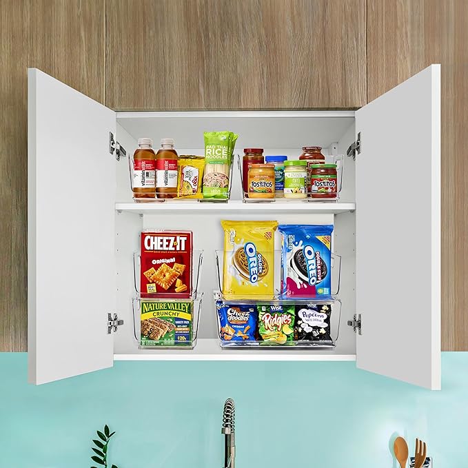 Clear Stackable Pantry Bins — See Everything, Stack Anywhere (Large 4 Pack)