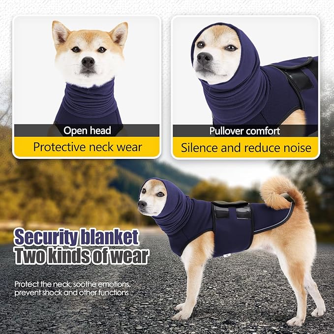 Dog Anxiety Jacket, Dog Shirt with Turtleneck, Breathable Calming Vest, Indoor and Outdoor Separated Pet Jacket (Navy Blue, XXX-Large)