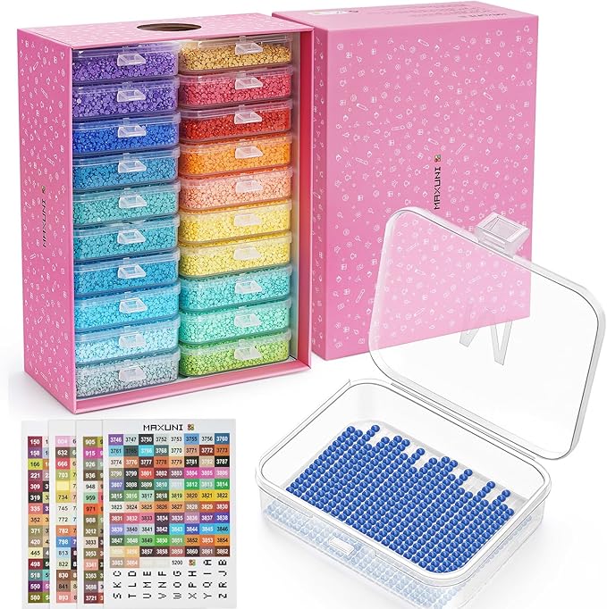 20pcs Diamond Sorting Tray - Diamond Art Storage Tray with Lids, 2-in-1 Stackable Diamond Painting Accessories for 5D Art Beads Storage & Line-Up