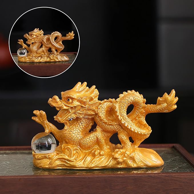 Color Changing Tea Pet, Tea Set Accessories Traditional Gongfu Tea Set Accessory, for Tea Lover Friends (Golden Dragon)