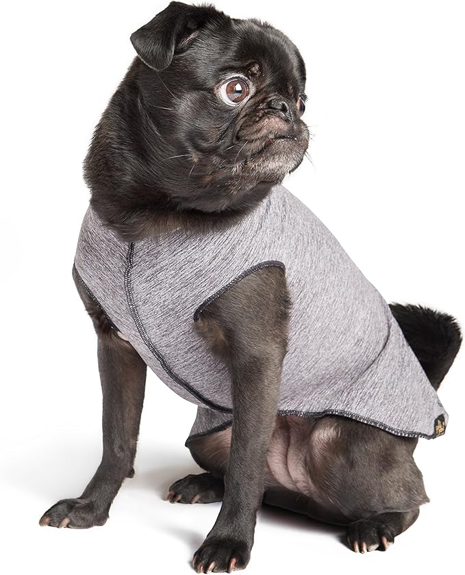 Gold Paw Sun Shield Dog Tee – T-Shirt for Canines – UV Protection, Pet Anxiety Relief, Wound Care – Protects Against Foxtails, Aids Alopecia - Machine Washable, All Season – Size 4 – Grey