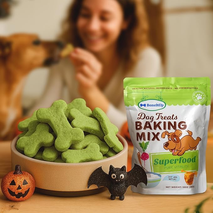 BoneItUp Dog Treats Mixes for Baking – Low Calorie Dog Treat Baking Mix with Nutrient-Rich Ingredients – Easy to Bake Puppy Cake Mix – 10 oz Pack for All Age Groups