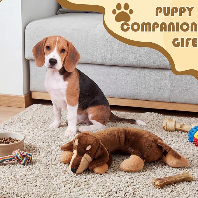 Soulchen Heartbeat Toy for Dog Anxiety Relief Stuffed Animal Comfort Toy for Puppies, Sleep Aid Plush for Crate & Kennel Training, Cuddly Companion Helps Calm Separation Stress(Dachshund)