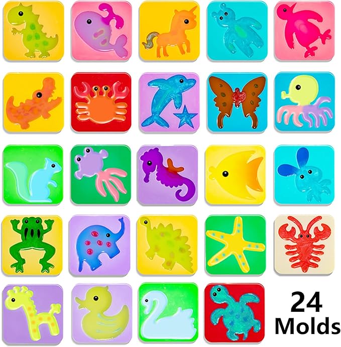 Kidisego Magic Water Elf Toy Kit, 40 Colors Aqua Fairy Water Gel Kit for Kids, Aqua Fairy kit with 24 Molds 10 Pack of Magic Powder, Crate Your Own Water Pets Craft Kits for Kids