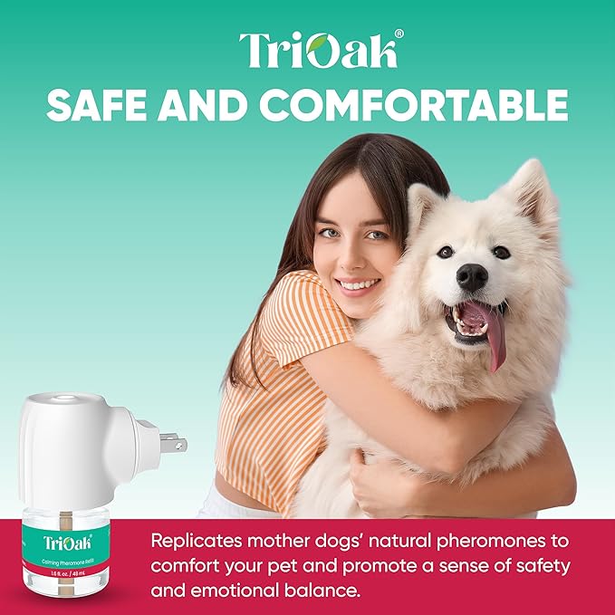 Calming Diffuser for Dog: Appeasing Dog Pheromones Calming Diffuser Plug in Kit for Separation Anxiety, Stress Chewing, Peeing Accidents, 2 Diffusers + 2 Refills (Teal) (Teal)