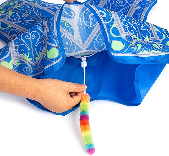 Interactive Hide and Seek Cat Toy with Green Cover + 3 Plush Tail Wand Replacements