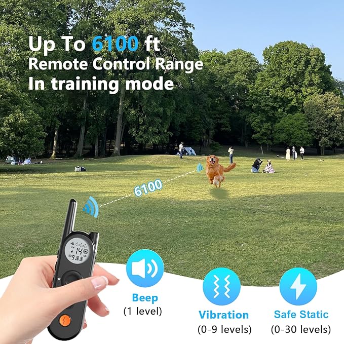 Wireless Dog Fence, 3500FT Fence Range, 6100FT Remote Training, 185 Days Rechargeable, IPX7 Waterproof Collar, 3 Training Modes (Black 2 Dogs)