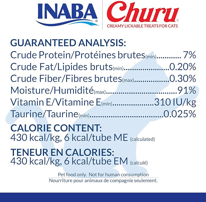 INABA Churu Cat Treats, Lickable, Squeezable Creamy Purée Cat Treat with Green Tea Extract & Taurine, 0.5oz. Each Tube, 40 Tubes, Chicken & Tuna Variety