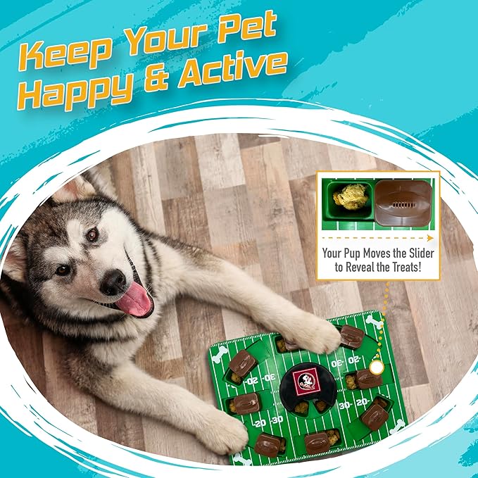 NCAA Puzzle Toy Slow Feeder, Puzzle Treat Dog Toy, Interactive Dog Treat Toy, Dog Puzzle Feeding Slow Toy (Florida State Seminoles)