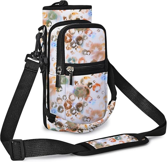 AUPET Water Bottle Sling Bag Sleeve Holder Carrier 25/32/40/64 oz,Insulated Crossbody Water Bottle Case Cover with Strap and Pockets for Men/Women Walking Hiking