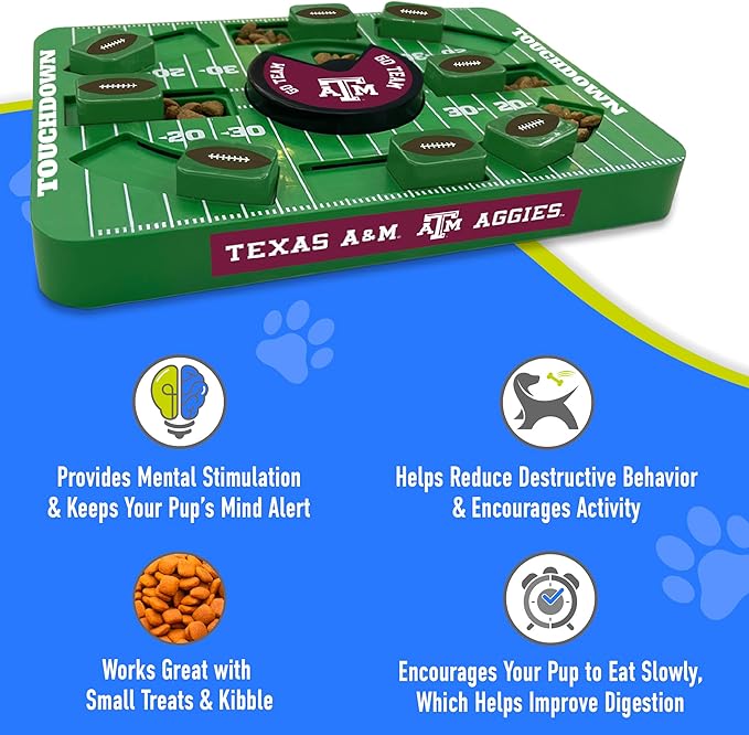 Pets First NCAA Texas A&M Large Puzzle Toy, New Size, Interactive Dog Treat & Slow Feeding Toy