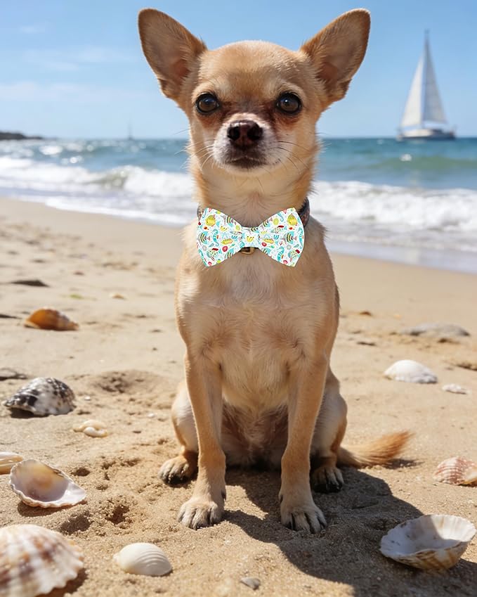 PET SHOW 10 Pack Summer Small Dog Bow Ties Sliding Collar Attachments Puppy Cats Ocean Animals Bowties for Medium Dogs Sea Bowknots Party Holiday Pet Grooming Accessories(Small)