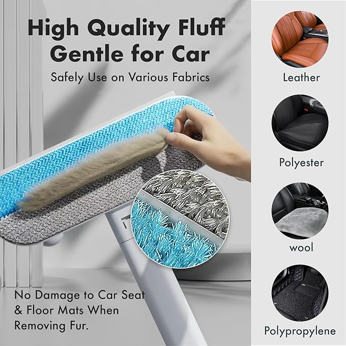 Dog Hair Remover for Car, Complete 3 in 1 Pet Hair Detailer Brush - Auto Detailing Tool for Car and Home Removes Hair from Car Seats, Carpets, and Couches, Reusable Fur Cleaning Solution