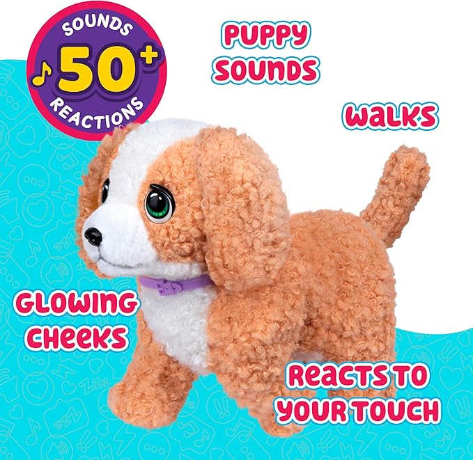 Little Live Pets Ouchies Amazon Exclusive Hazel The Poodle Plush, 50+ Sounds, Limping to Walking Puppy Toy Stuffed Animal & Carrier, Interactive Toy Dog for Kids 5+
