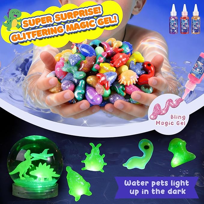 Magic Water Elf Toy Kit, Water Pets Toys for Kids, Easter Basket Stuffers, Aqua Fairy Water Gel Kit Squishy Maker, 36 Gels & 24 Molds, DIY Dinosaur Easter Space Make Your Own Squishies Toys Gifts