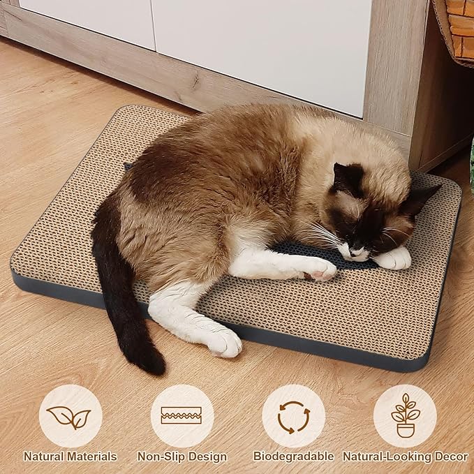 Ownpets Wall Cat Scratcher, Cute Vertical Cat Scratching Board, Wall Mounted Cat Scratch Pad for Wall, Glass, Wood, and Tile, Furniture Protector, Fish Print