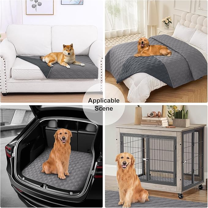 Smiry Waterproof Dog Blanket, 30x70 Inch Soft Pet Bed Cover Reversible, Washable Sofa Couch Furniture Protector for Small Medium Large Dog Puppy Cat, Geometric, Grey/Dark Grey