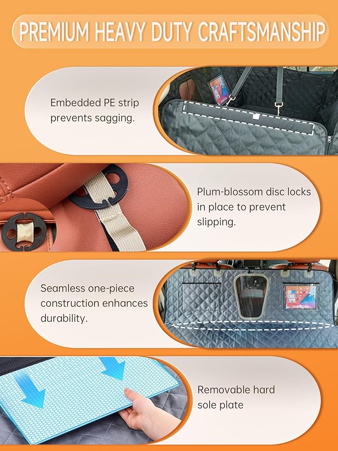 Dog Covers for Cars Back Seat, Back Seat Extender for Dogs with Hard-Bottom, 2025 Upgraded 1680D Material, Anti-Scratch & Anti-Slip, Holds 400 lbs, Universal Fit for Car, SUV, Truck